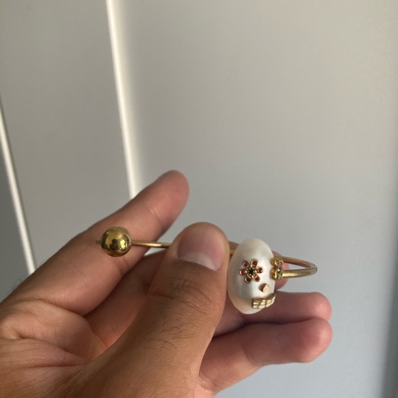 Tous Jewelry - Authentic Tous Sugar skull Cuff with pearl and sapphires.